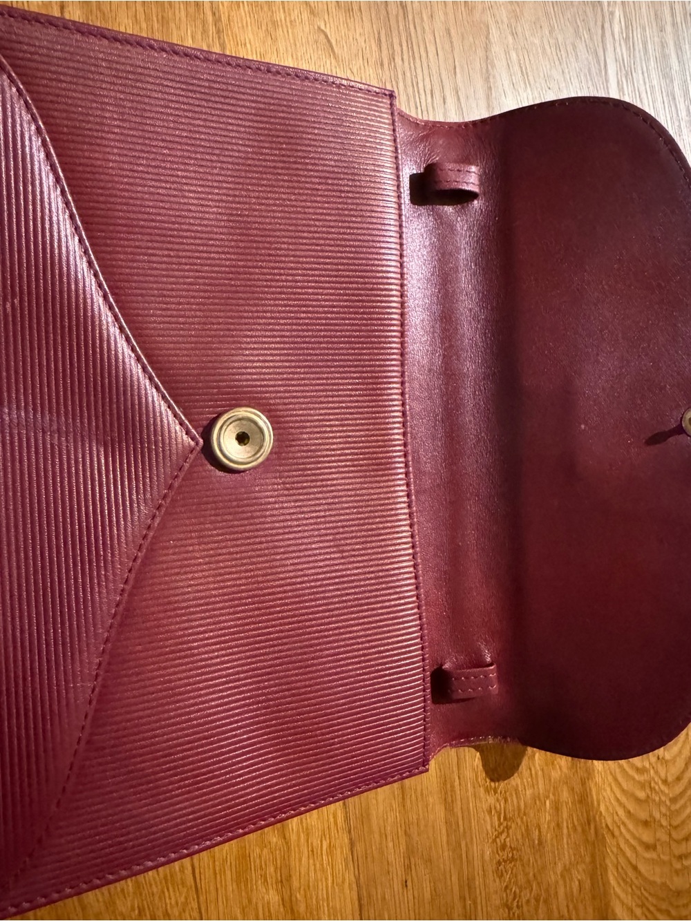 Vintage Yves Saint Laurent Red Leather Stripe Shoulder Bag - Picture 10 of 10